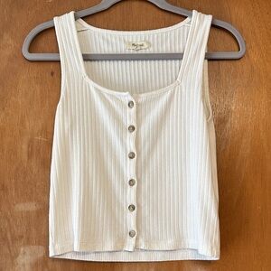 Madewell Cream Ribbed Button-Front Tank Top